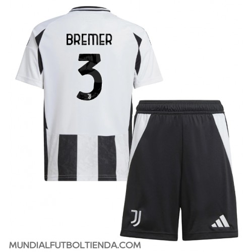 Camiseta Juventus Gleison Bremer #3 Primera Equipación Replica 2024-25 para niños mangas cortas (+ Pantalones cortos)